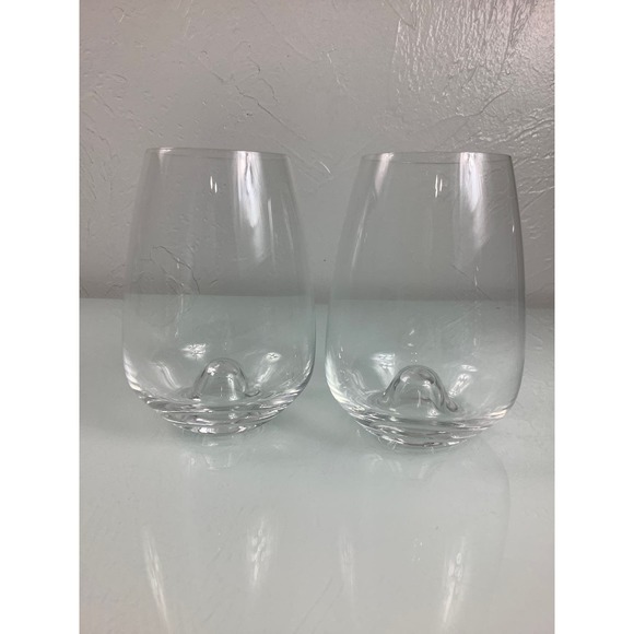 Rosenthal Crystal Signed Studio Line Stemless Wine glasses 22oz Pair EUC